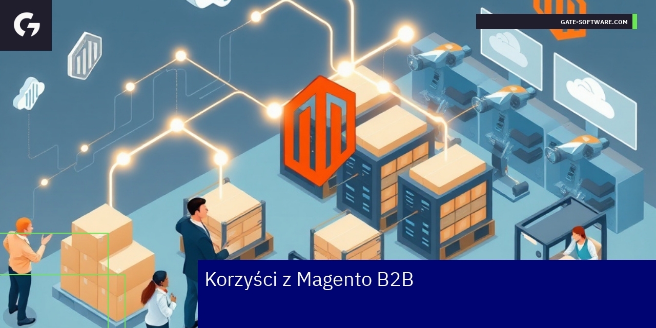 Schemat korzyści i funkcji platformy Magento B2B