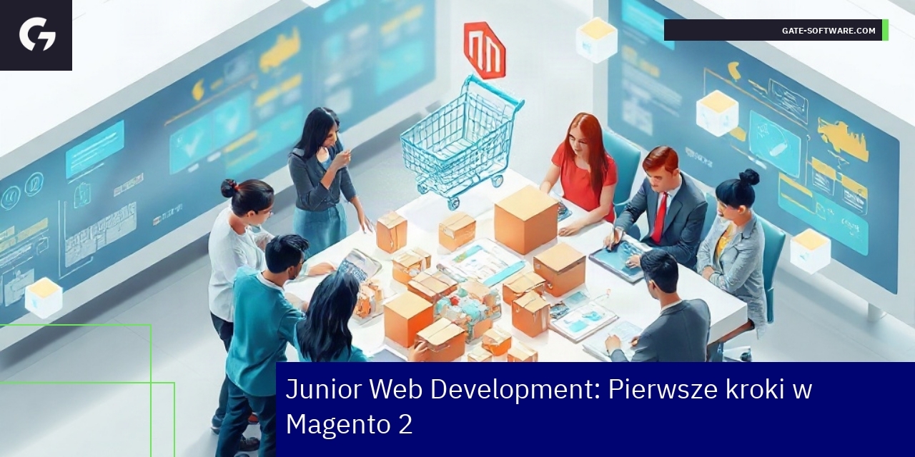 Junior Web Development w Magento 2 - podstawy i zasoby Programista pracujący z Magento 2 na laptopie