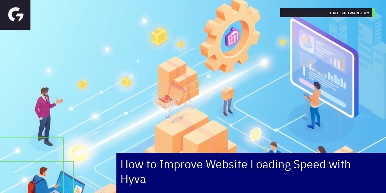 Improving Website Speed Using Hyva Framework Diagram showing Hyva accelerating Magento website loading speed
