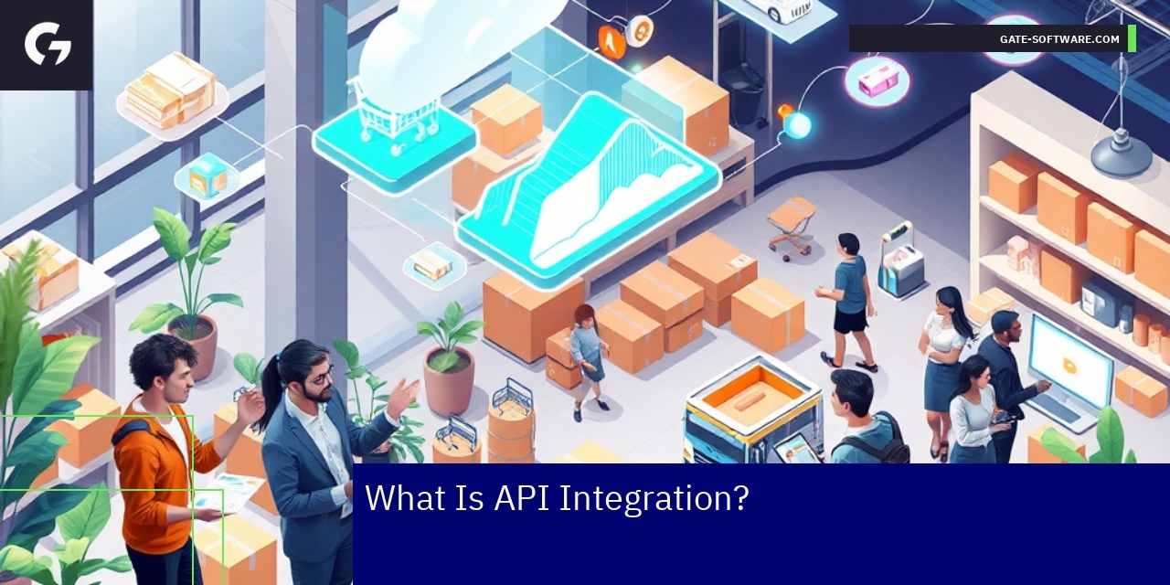 Diagram showing API integration across software systems