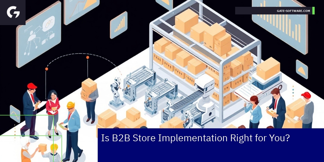 Business people discussing e-commerce B2B solutions