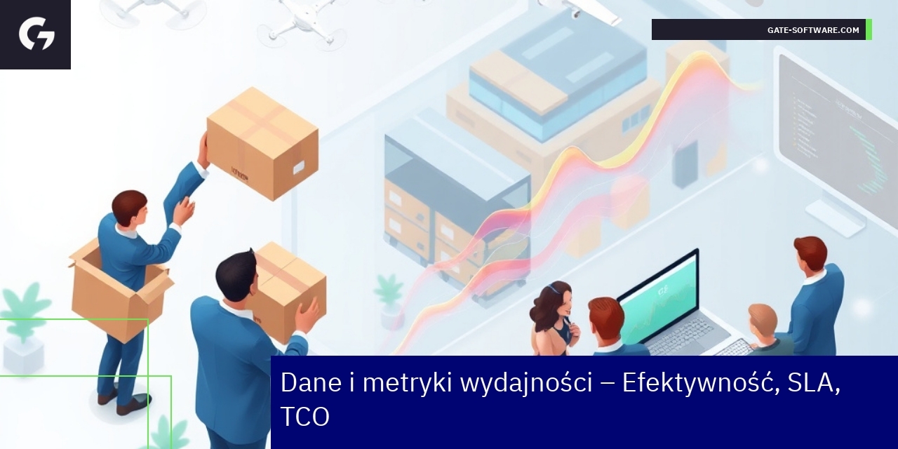 Wykresy i ikony przedstawiające dane i wskaźniki wydajności