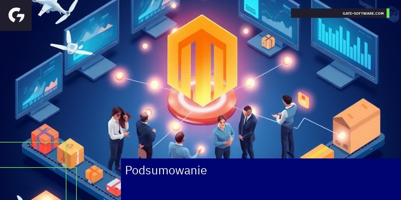 Ilustracja platformy Magento 2 i zarządzania usługami