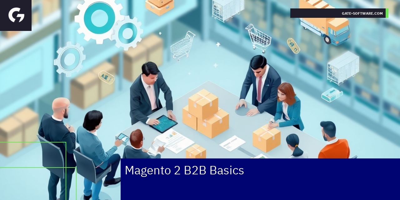 Diagram showing Magento 2 B2B capabilities and advantages