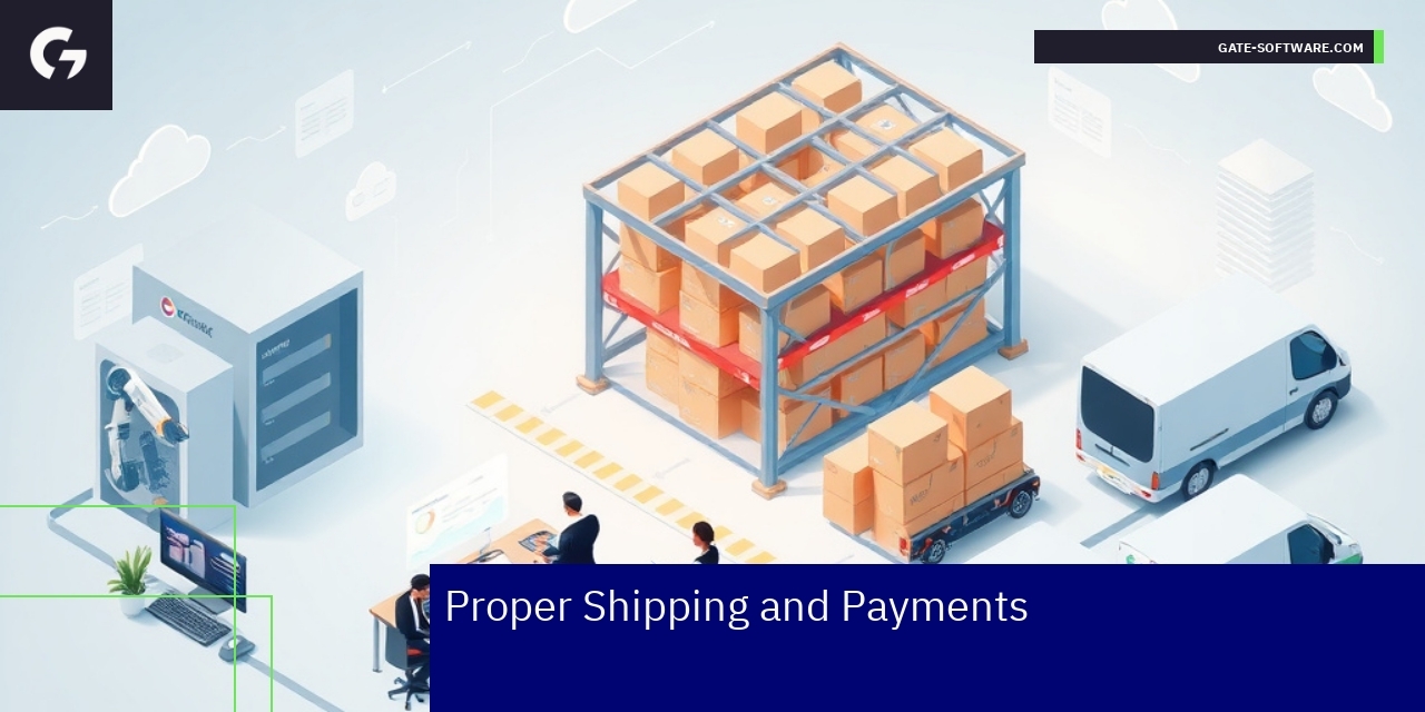Shipping and Payment Automation in E-commerce Warehouse and payment process automation concept