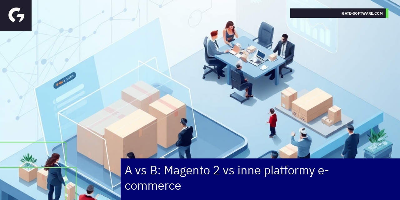 Grafika pokazująca zalety Magento 2 dla e-commerce B2B