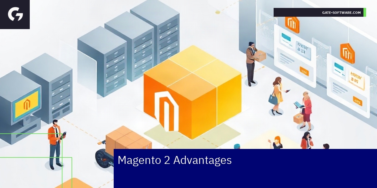 Diagram showing Magento 2 performance and community benefits