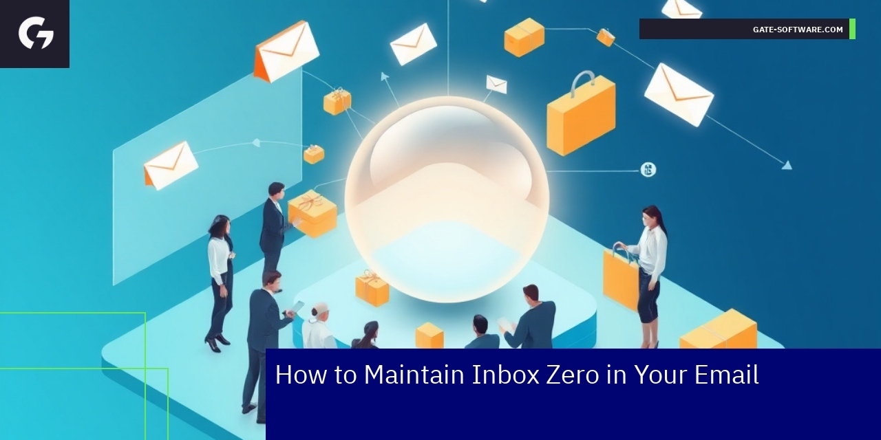 Email inbox with zero messages and productivity icons