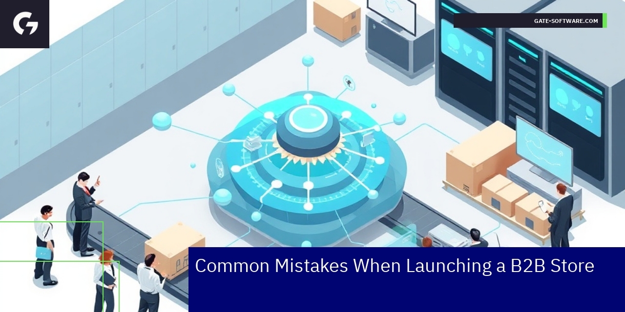 Illustration of B2B store challenges and solutions