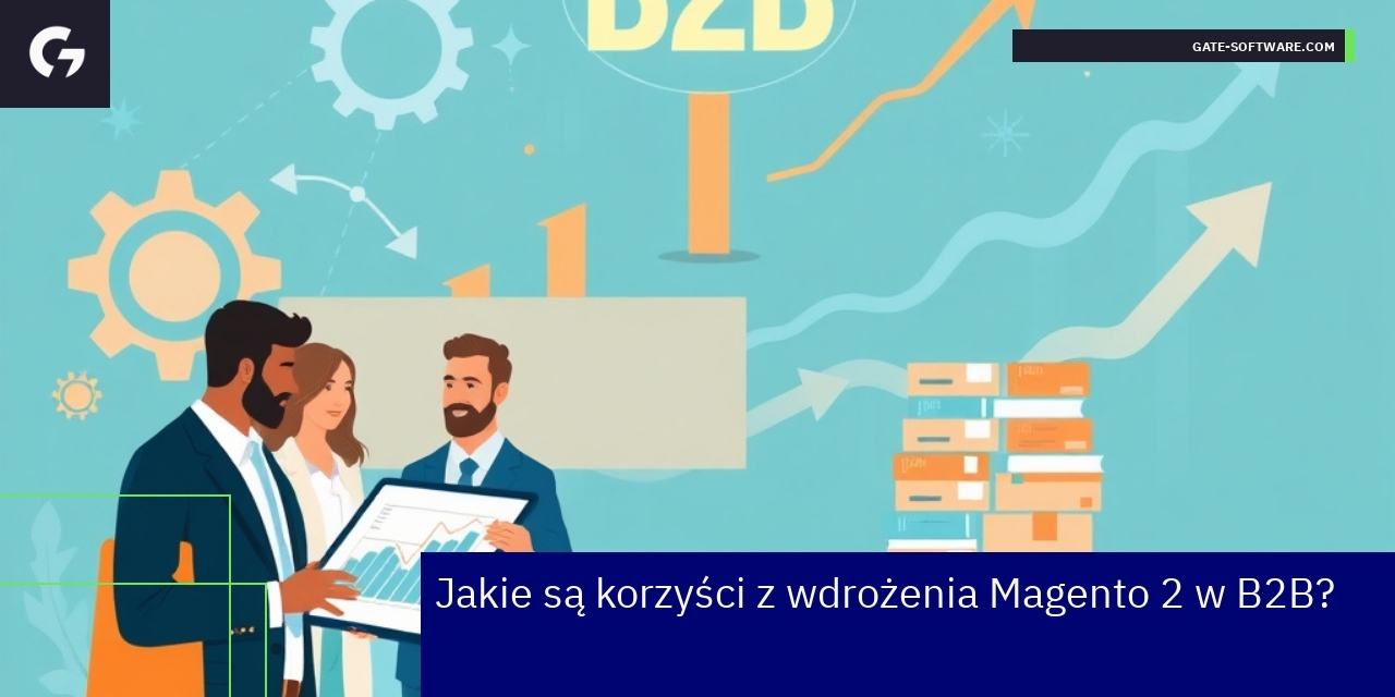 Grafika przedstawiająca zalety Magento 2 dla biznesu B2B