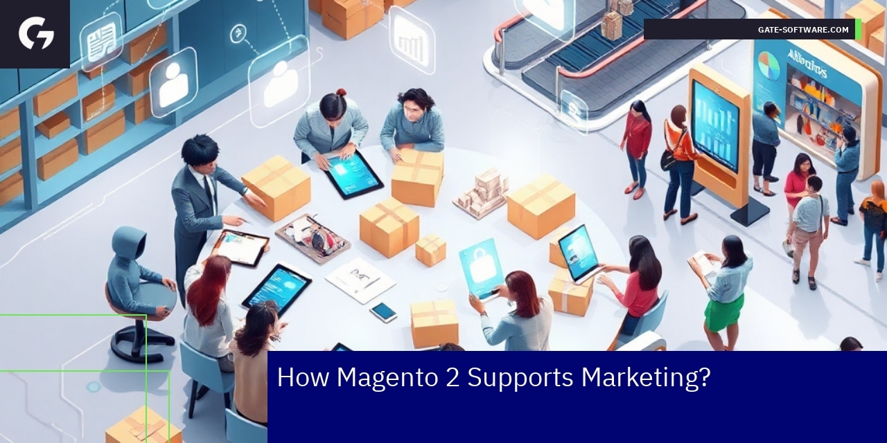Graphic showing Magento 2 marketing capabilities
