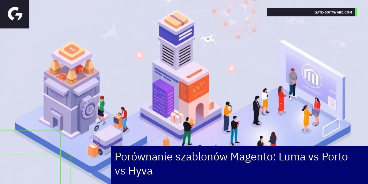 Grafika porównująca szablony Magento Luma Porto Hyva