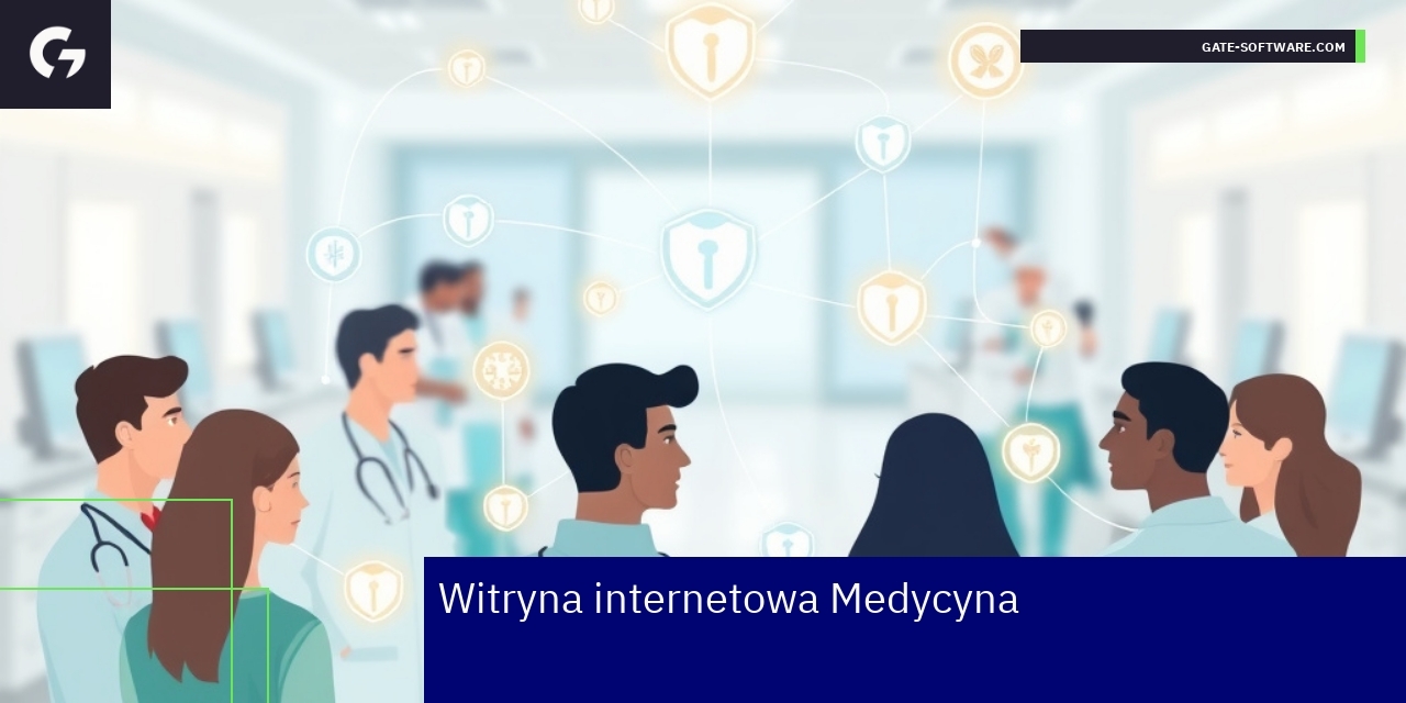 Kluczowe elementy witryny medycznej online Ikony mediów społecznościowych i zabezpieczeń serwerów