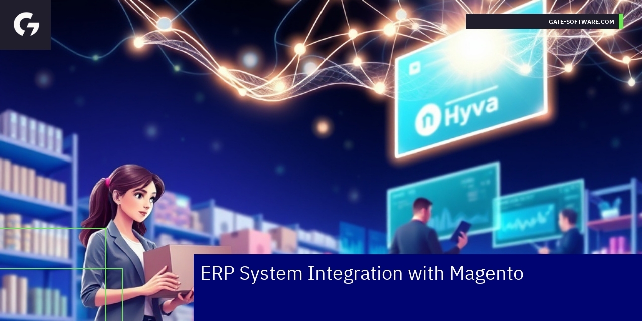 Diagram showing ERP and Magento integration with analytics