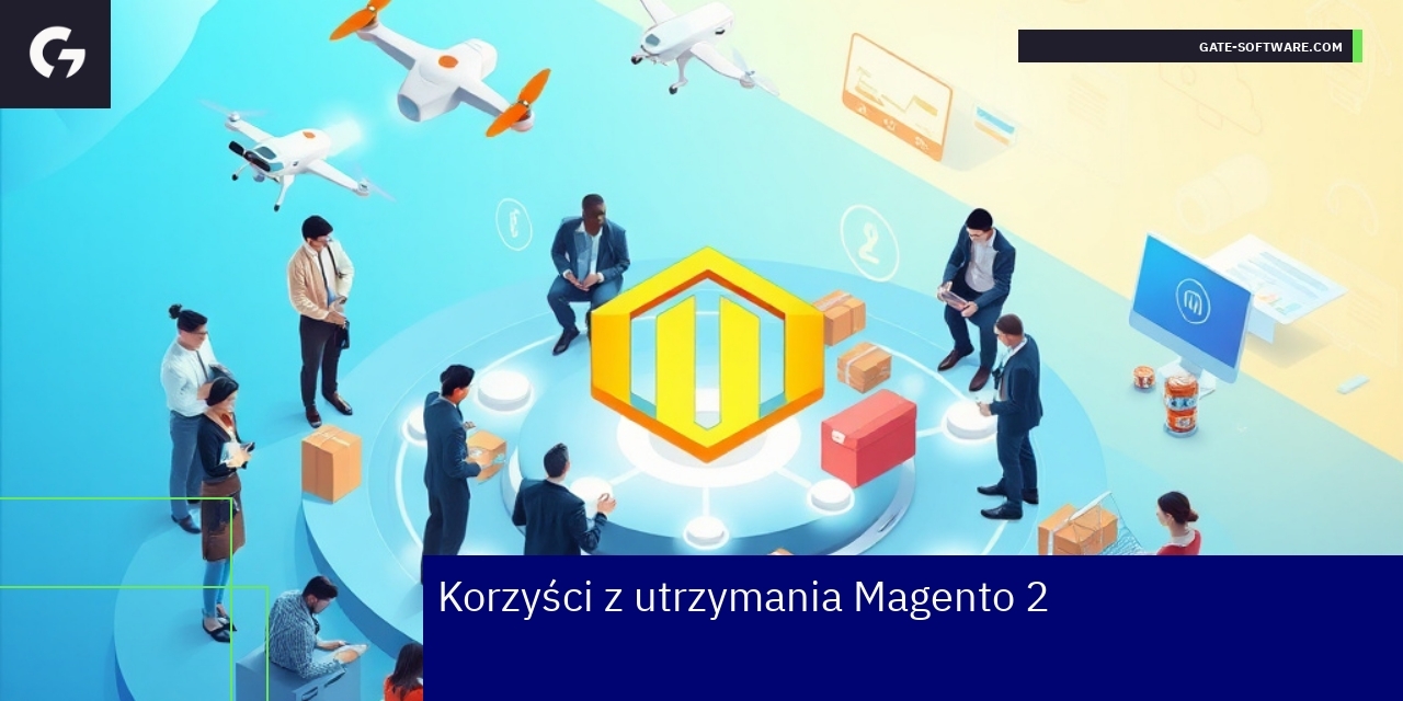 Grafika ilustrująca korzyści utrzymania Magento 2