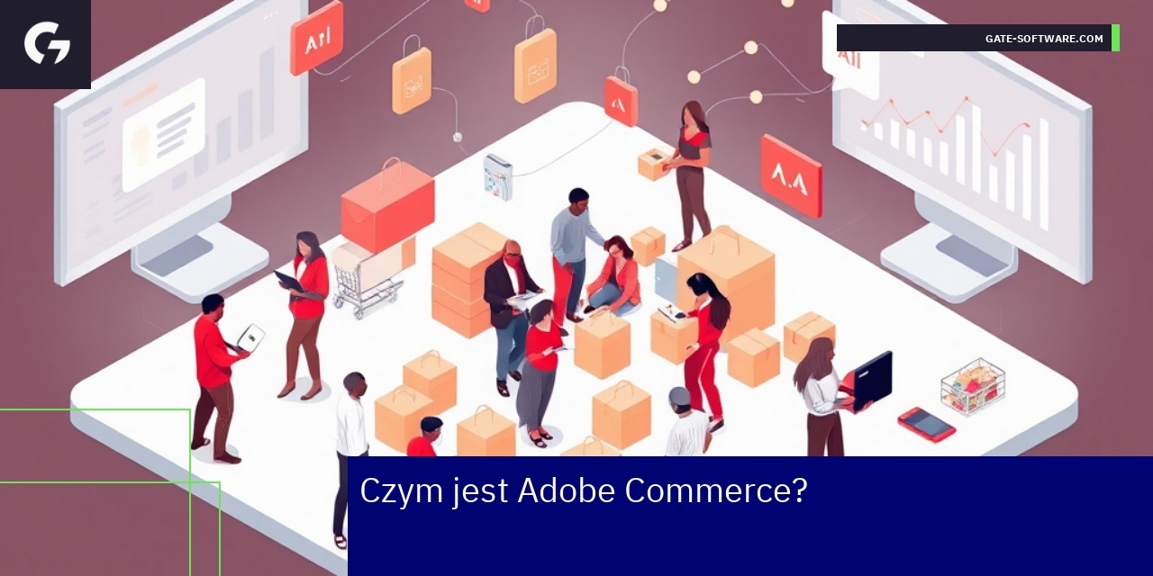 Interfejs platformy Adobe Commerce na ekranie komputera