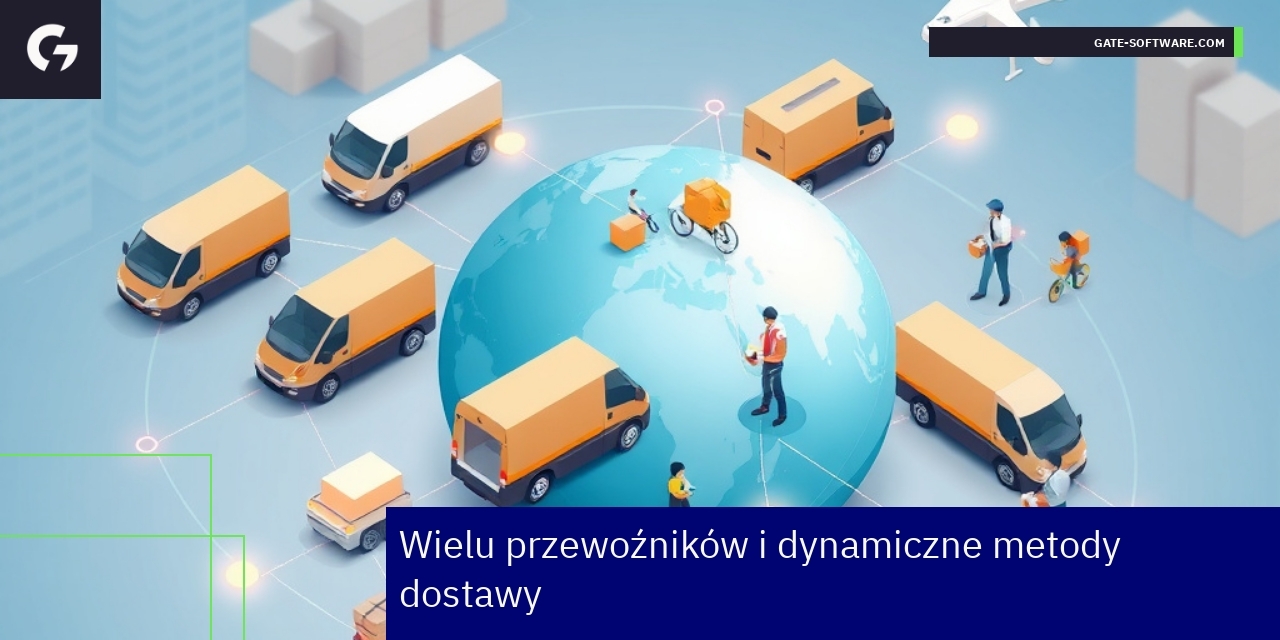 Schemat pokazujący różne metody dostawy i przewoźników
