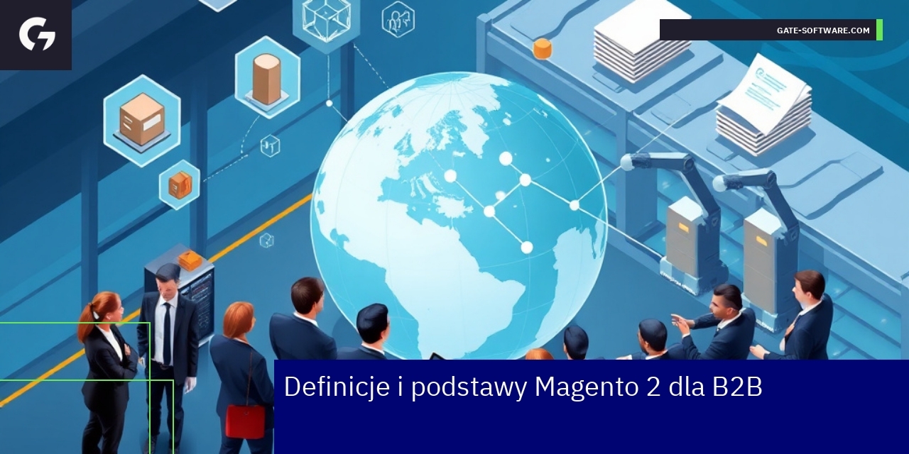 Diagram przedstawiający funkcje platformy Magento 2 B2B