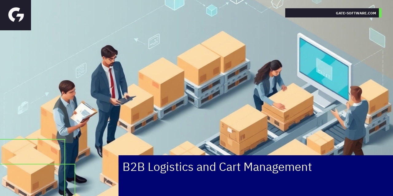 Illustration of B2B logistics and cart management features
