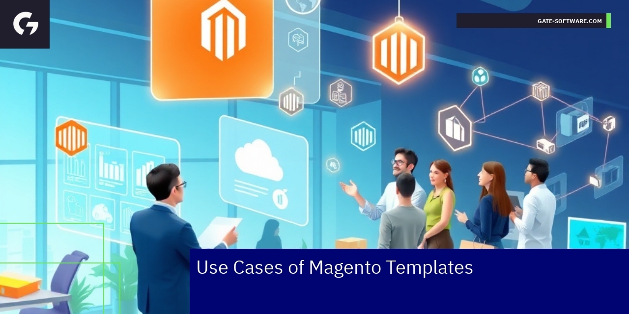 Illustration of Magento templates powering eCommerce platform