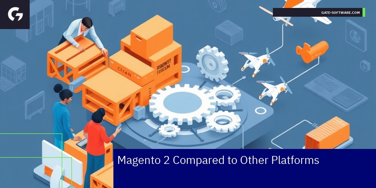 Magento 2 vs WooCommerce and Shopify Features Comparison chart between Magento 2 and other platforms