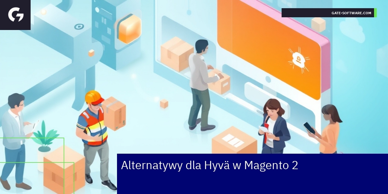 Komputer z widokiem szablonów Magento 2 na ekranie