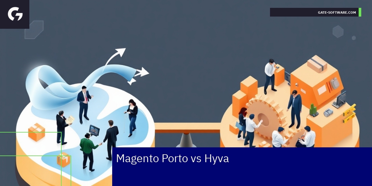 Porównanie szablonów Magento Porto i Hyva Schemat różnic Magento Porto i Hyva w e-commerce