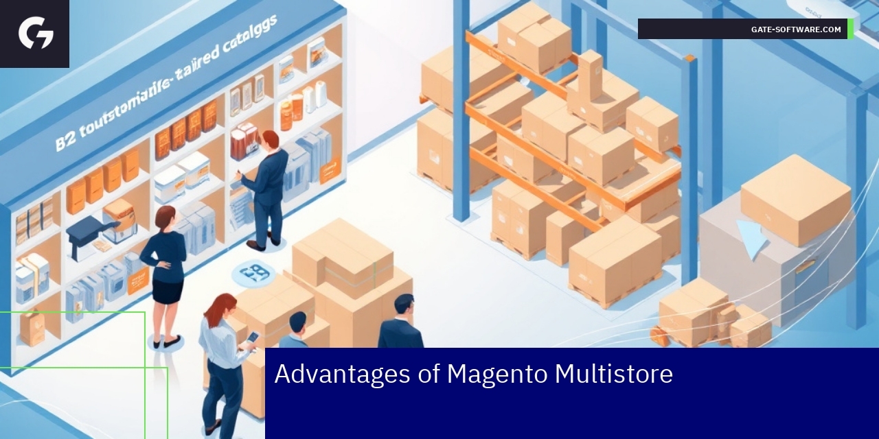 Advantages of Magento Multistore for B2B Business dashboard showing Magento multistore features