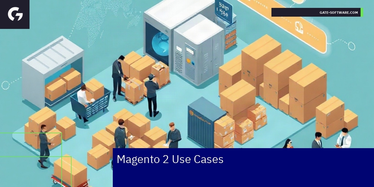 Magento 2 Versatile E-commerce Solutions Magento 2 logo with e-commerce icons