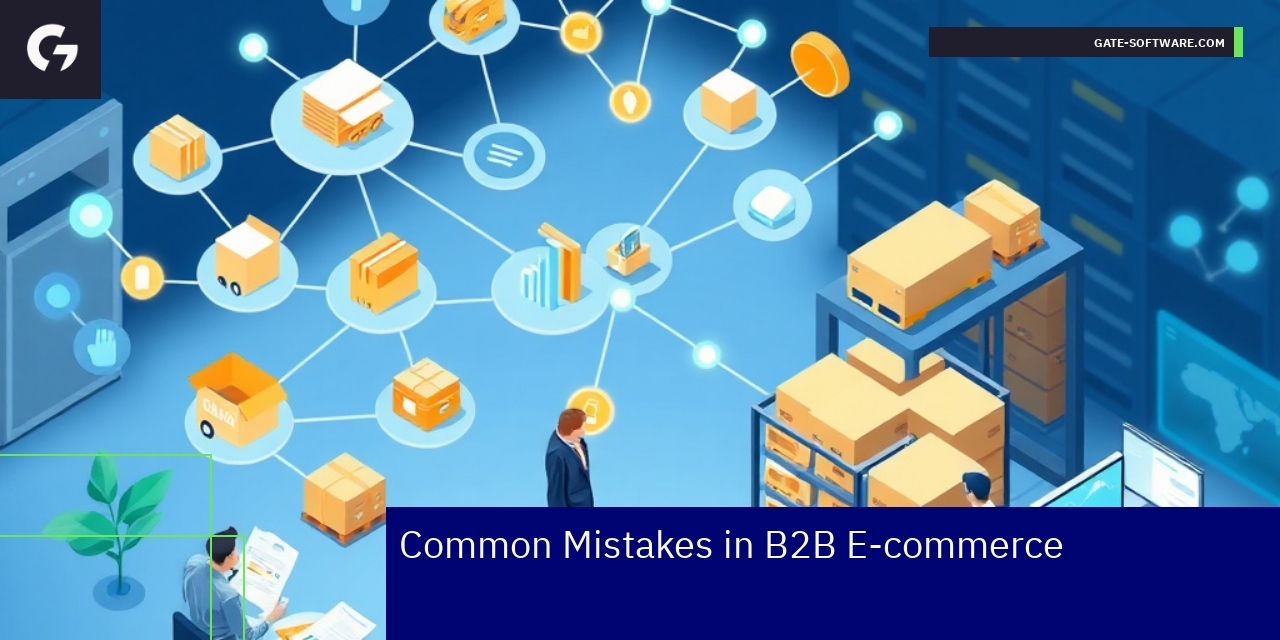 Diagram showing B2B e-commerce challenges and solutions