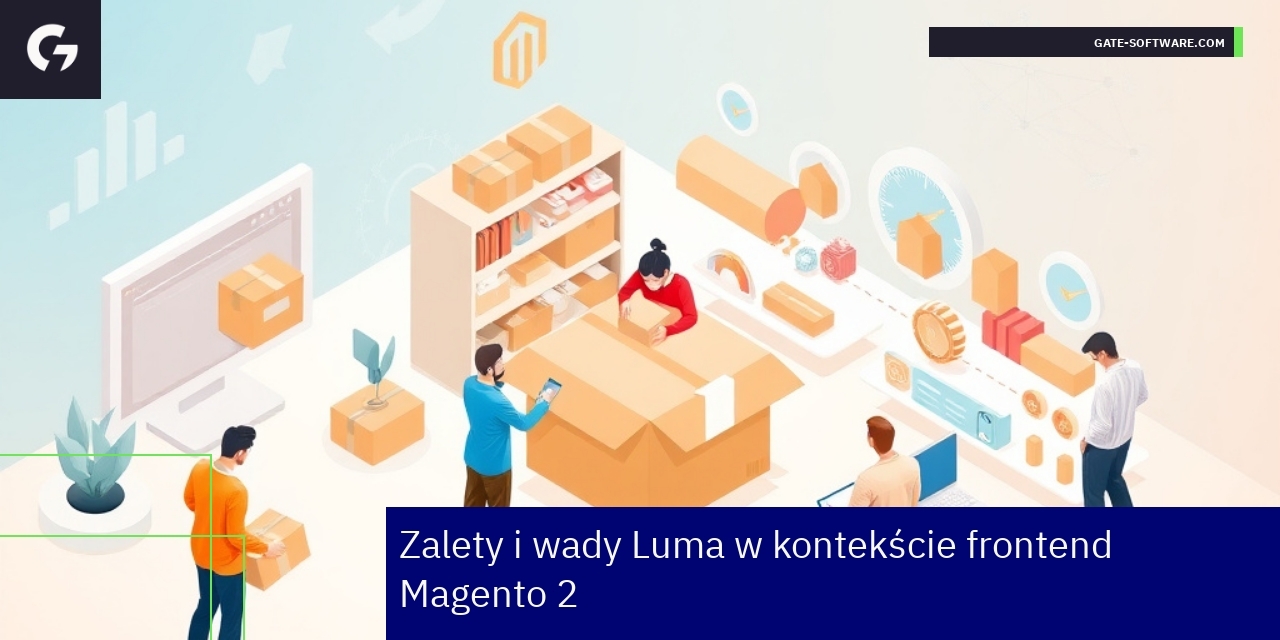 Schemat przedstawiający zalety i wady Luma Magento 2