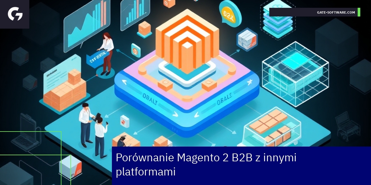 Porównanie platform Magento 2 B2B i innych Schemat przewagi Magento 2 nad innymi platformami B2B