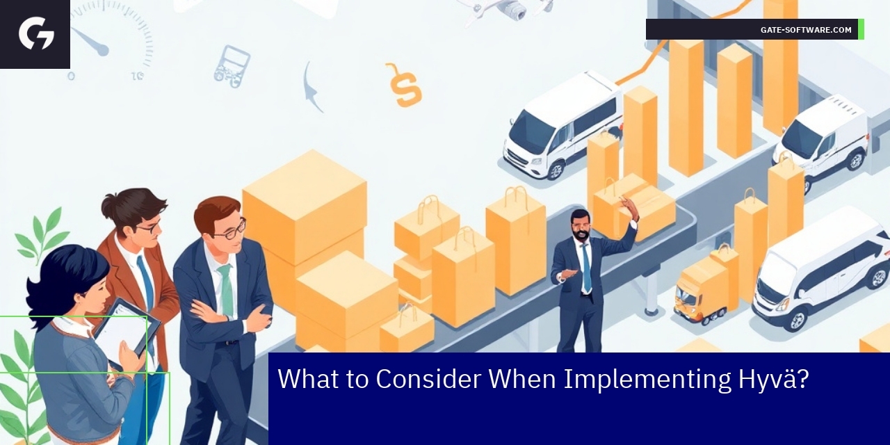 Hyvä Implementation Key Benefits and Considerations Diagram showing Hyvä theme performance and SEO benefits