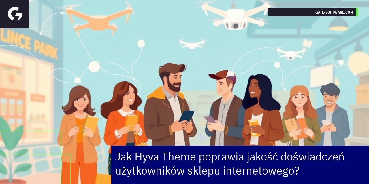 Korzyści Hyva Theme dla sklepów Magento Wykresy i ikony pokazujące korzyści Hyva Theme