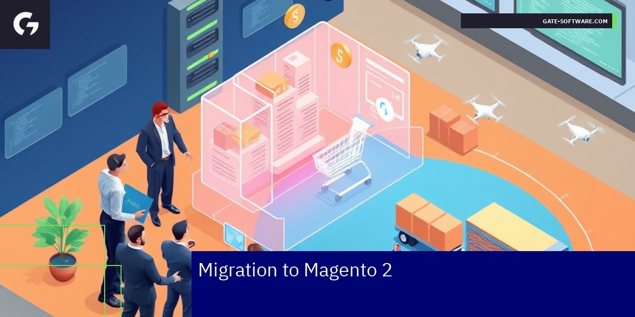 Key Aspects and Challenges of Magento 2 Migration Diagram showing Magento 2 migration process steps