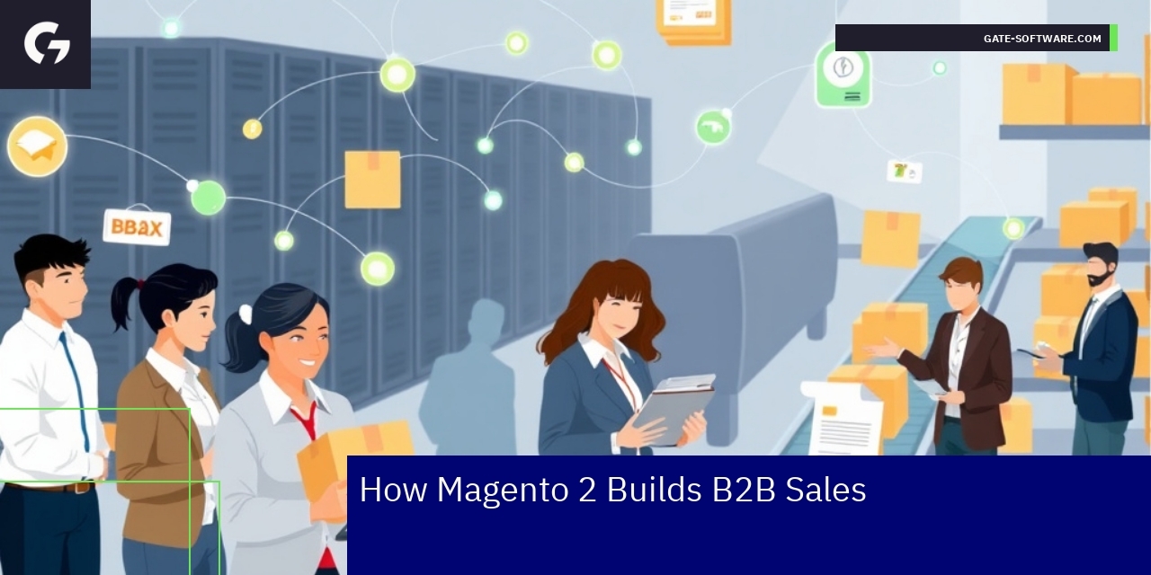 Diagram showing Magento 2 B2B sales features integration