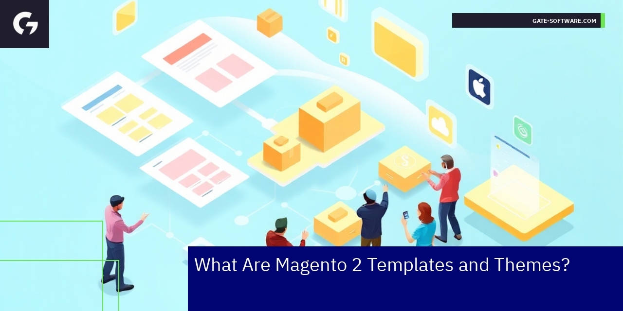 Magento 2 themes icons representing responsiveness and industry specificity