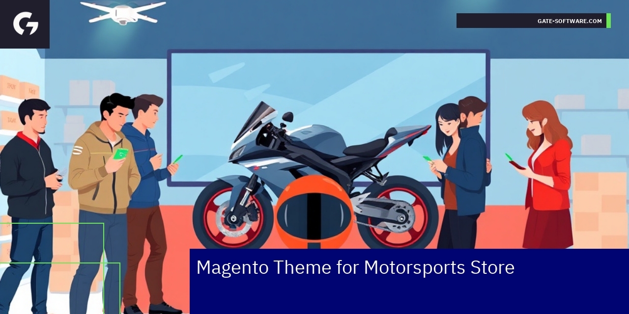 Responsive Magento theme showcasing motorsports store design