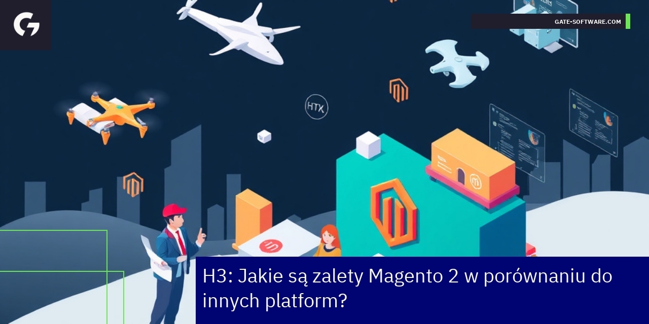 Schemat przedstawiający zalety Magento 2 i Hyva