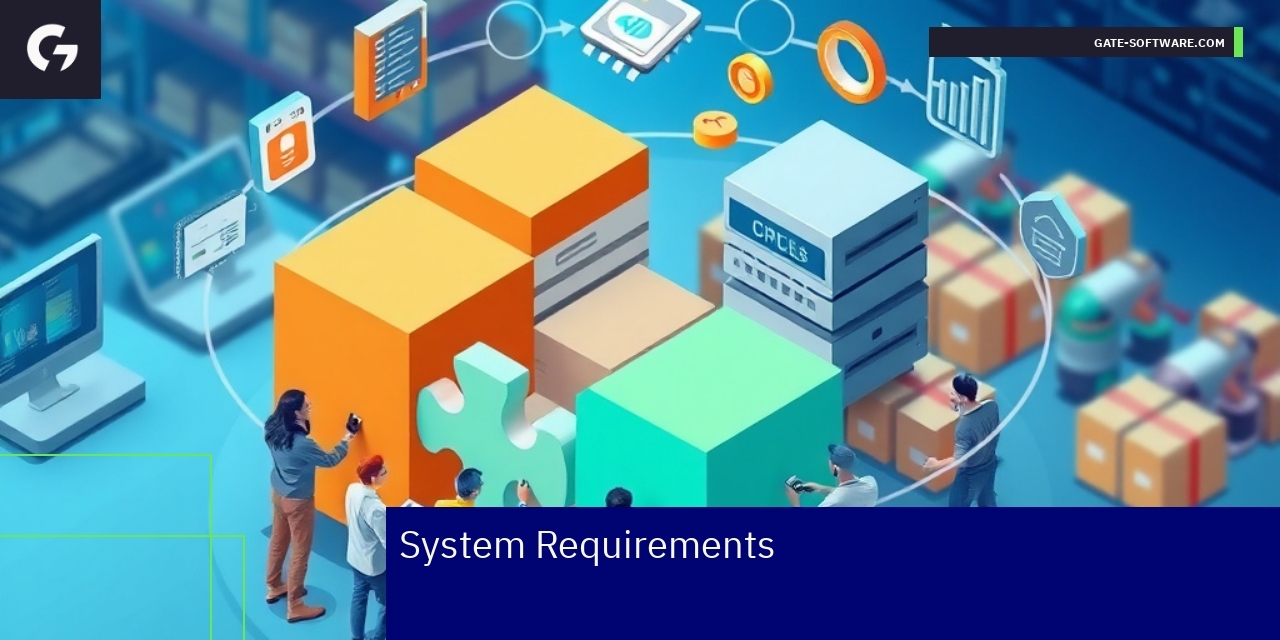 Diagram showing system requirements and technical components