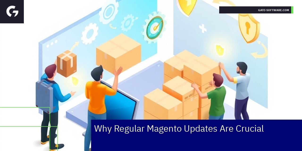 Magento 2 logo with security and performance icons