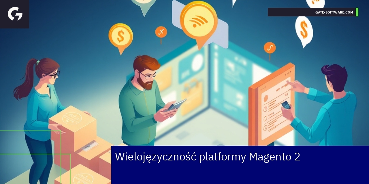 Ilustracja zarządzania językami i walutami w Magento 2
