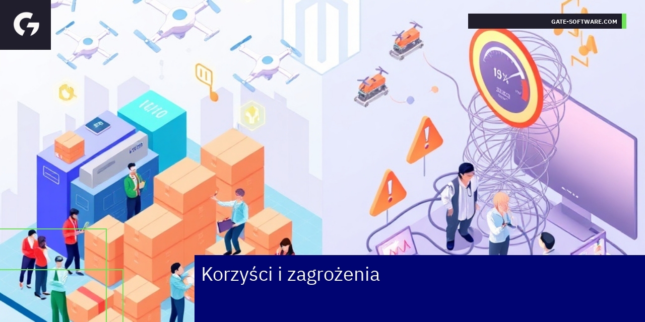 Korzyści i zagrożenia wdrożenia Magento 2 Grafika przedstawiająca korzyści i zagrożenia Magento 2