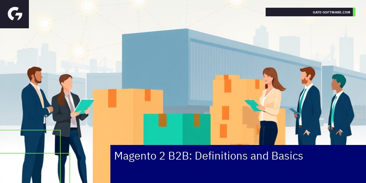 Illustration of Magento B2B platform features and workflow