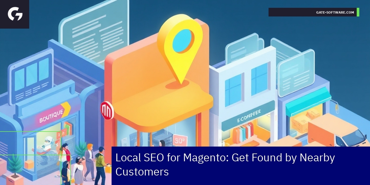 Najlepsze praktyki lokalnego SEO dla Magento Mapa lokalizacji z ikonami SEO i klientami