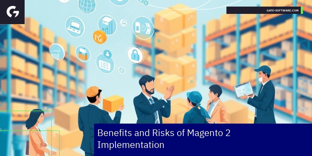 Benefits and Risks of Magento 2 for B2B Graph showing benefits and risks of Magento 2