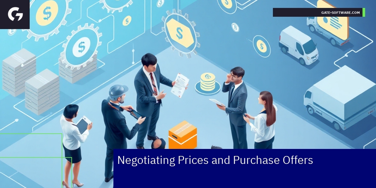 Business professionals negotiating pricing and offers