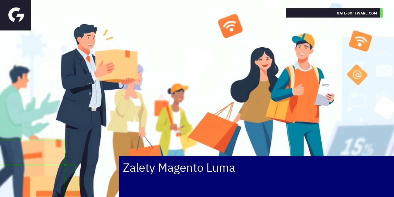 Schemat prezentujący zalety Magento Luma