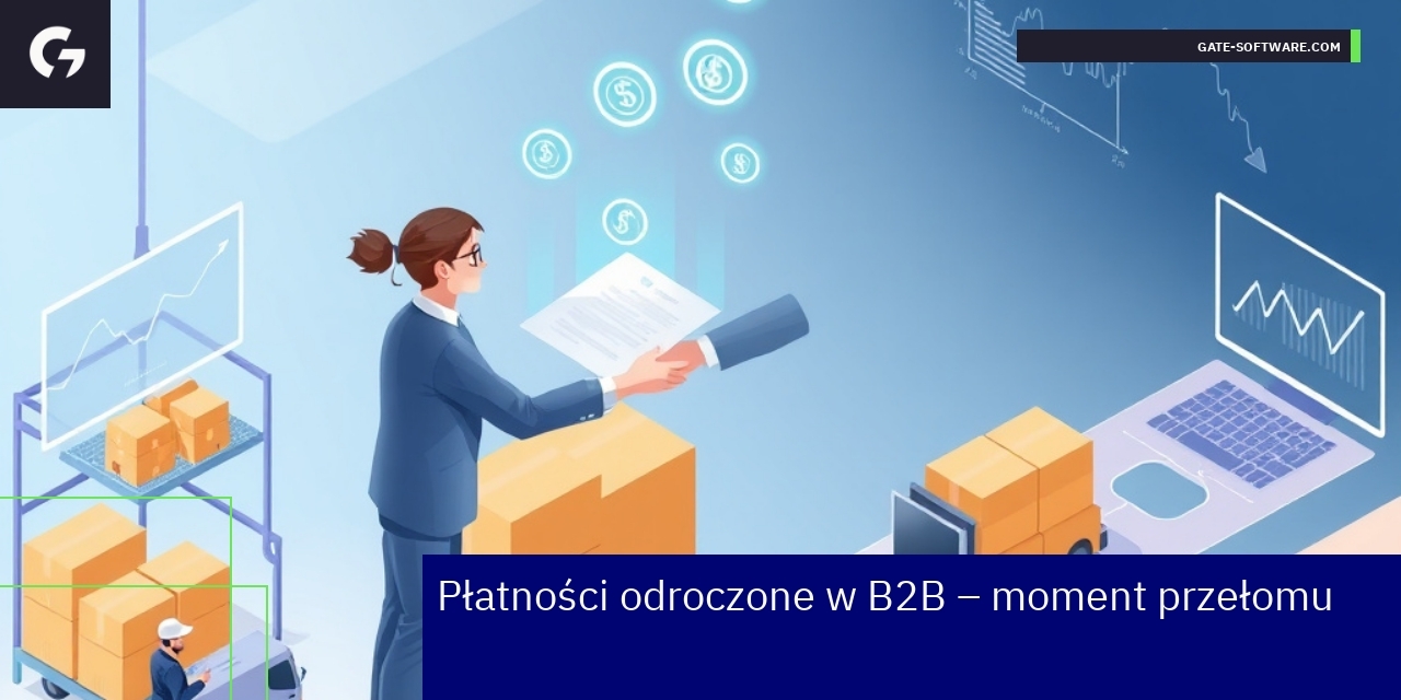 Schemat i ikony przedstawiające płatności odroczone B2B