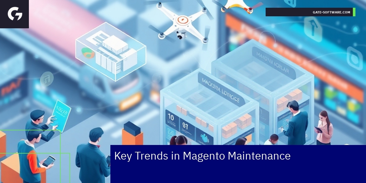 Key Trends in Magento Maintenance Magento platform with technology and user icons